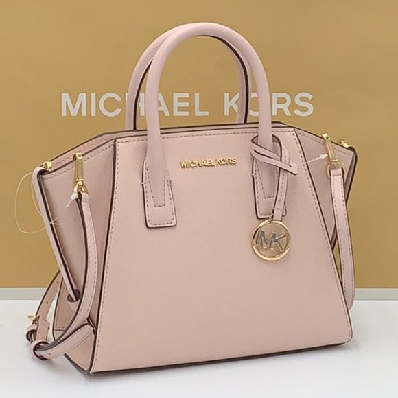 Michael Kors Avril Small Leather Top-Zip Satchel Powder Blush color - Picture 11 of 16